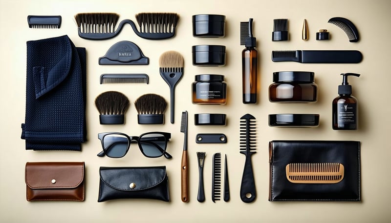 Men's grooming and fashion essentials arranged stylishly. Men's grooming and fashion essentials arranged stylishly.