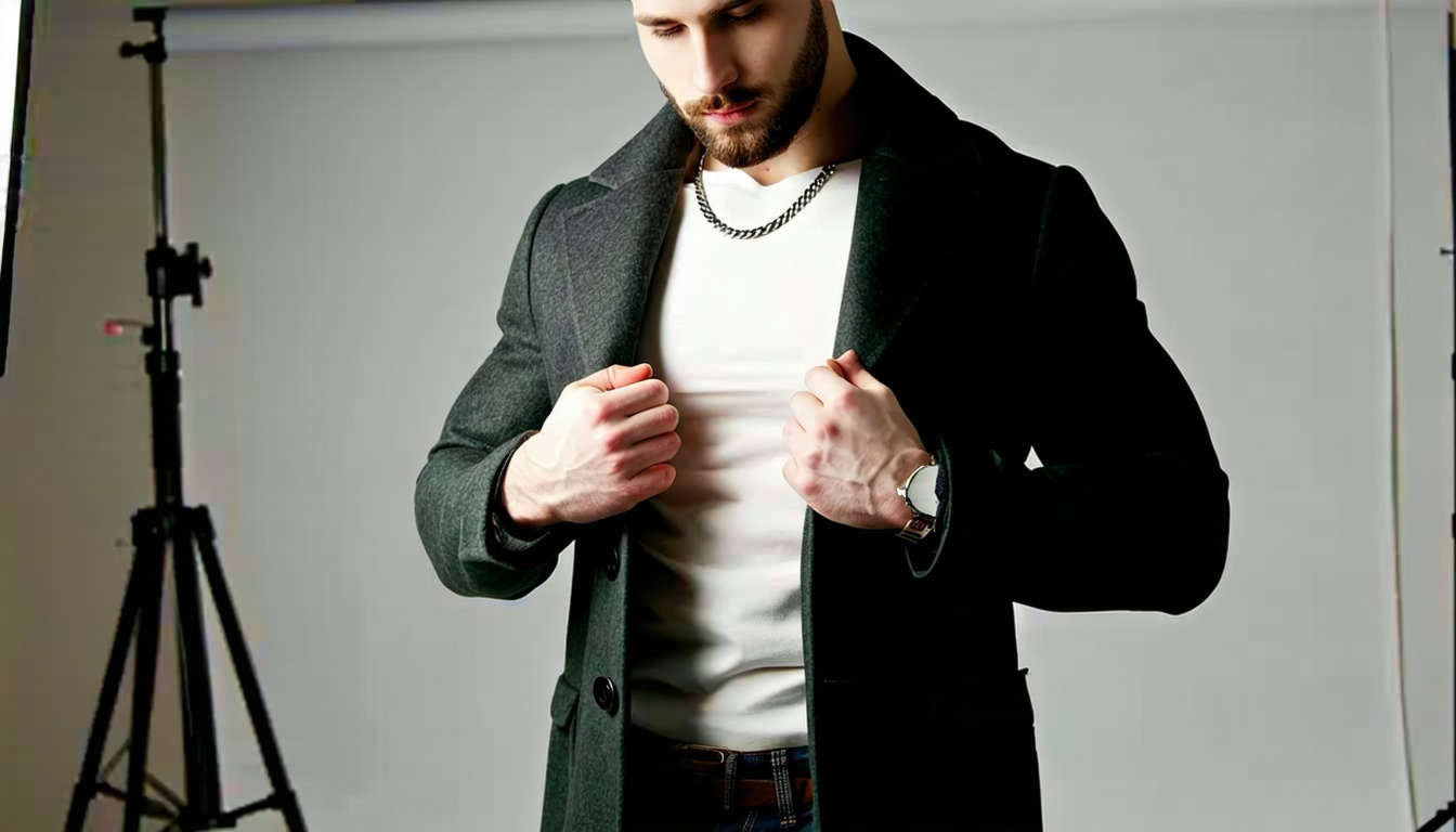 Stylish man adjusting his jacket